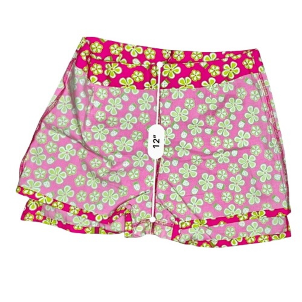 Lilly Pulitzer Vintage Dune Buggy Pink Lime Mini Skirt Skort 8 Barbiecore Bright - Picture 10 of 12